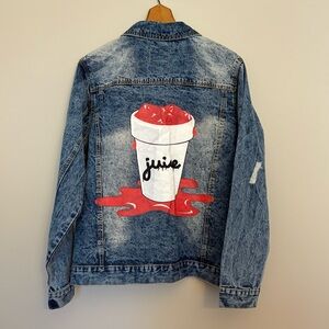 Southpole Acid Wash Distressed Denim Jacket Men’s Medium – Rare Graphic Back Y2K